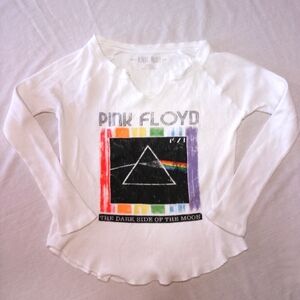 Knit Riot Pink Floyd Graphic Long Sleeve Thermal Waffle Shirt